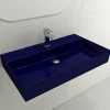 BOCCHI Milano 32" Rectangle Wallmount Fireclay Bathroom Sink, Sapphire Blue, Single Faucet Hole, 1377-010-0126