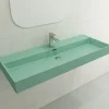 BOCCHI Milano 48" Rectangle Wallmount Fireclay Bathroom Sink, Matte Mint Green, Single Faucet Hole, 1394-033-0126
