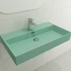 BOCCHI Milano 32" Rectangle Wallmount Fireclay Bathroom Sink, Matte Mint Green, Single Faucet Hole, 1377-033-0126