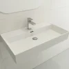 BOCCHI Milano 32" Rectangle Wallmount Fireclay Bathroom Sink, White, Single Faucet Hole, 1377-001-0126