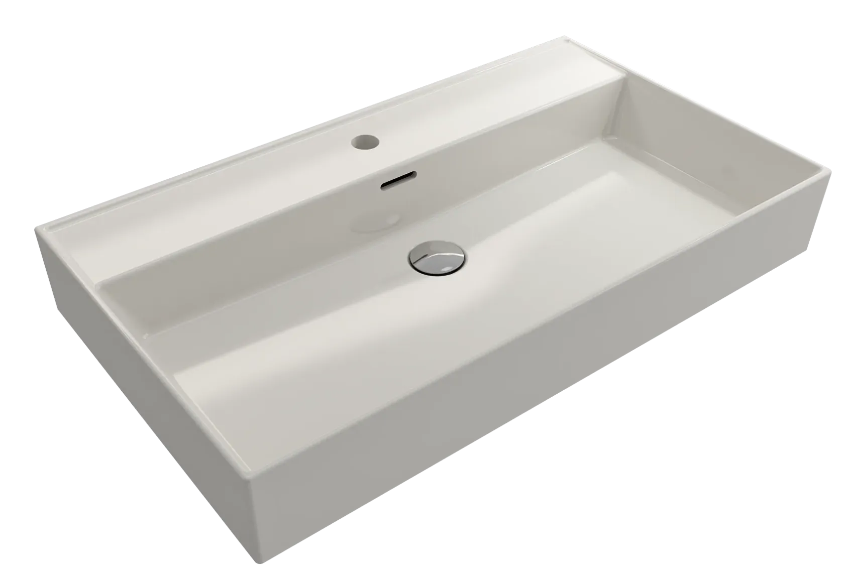 BOCCHI Milano 32" Rectangle Wallmount Fireclay Bathroom Sink, Biscuit, Single Faucet Hole, 1377-014-0126