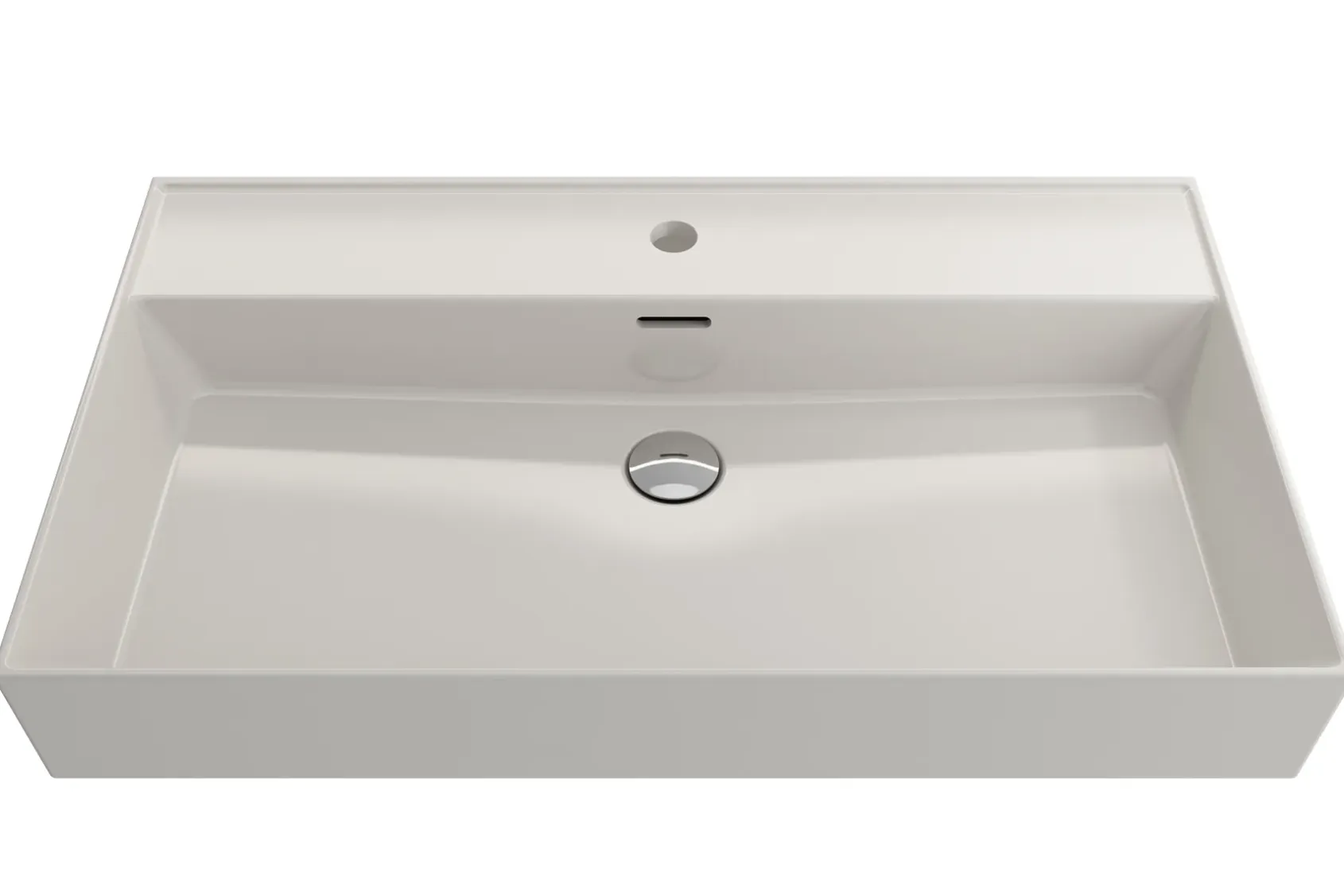 BOCCHI Milano 32" Rectangle Wallmount Fireclay Bathroom Sink, Biscuit, Single Faucet Hole, 1377-014-0126