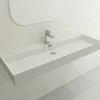 BOCCHI Milano 48" Rectangle Wallmount Fireclay Bathroom Sink, Matte White, Single Faucet Hole, 1394-002-0126