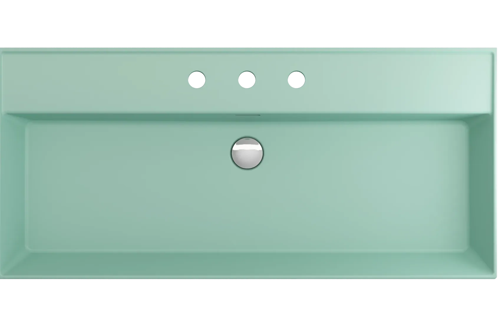 BOCCHI Milano 40" Rectangle Wallmount Fireclay Bathroom Sink, Matte Mint Green, 3 Faucet Hole, 1378-033-0127