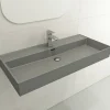 BOCCHI Milano 40" Rectangle Wallmount Fireclay Bathroom Sink, Matte Gray, Single Faucet Hole, 1378-006-0126