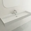 BOCCHI Milano 48" Rectangle Wallmount Fireclay Bathroom Sink, Matte White, 3 Faucet Hole, 1394-002-0127
