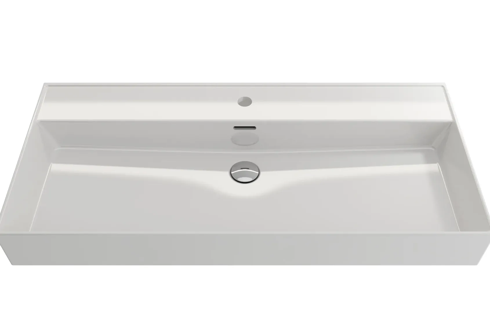 BOCCHI Milano 40" Rectangle Wallmount Fireclay Bathroom Sink, White, Single Faucet Hole, 1378-001-0126