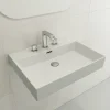 BOCCHI Milano 24" Rectangle Wallmount Fireclay Bathroom Sink, Matte White, 3 Faucet Hole, 1376-002-0127