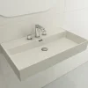 BOCCHI Milano 32" Rectangle Wallmount Fireclay Bathroom Sink, Biscuit, 3 Faucet Hole, 1377-014-0127