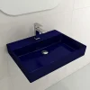 BOCCHI Milano 24" Rectangle Wallmount Fireclay Bathroom Sink, Sapphire Blue, Single Faucet Hole, 1376-010-0126