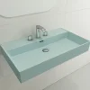 BOCCHI Milano 32" Rectangle Wallmount Fireclay Bathroom Sink, Matte Ice Blue, 3 Faucet Hole, 1377-029-0127