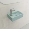 BOCCHI Milano 15" Small Rectangle Wallmount Fireclay Bathroom Sink, Matte Ice Blue, Single Faucet Hole, 1418-029-0126