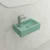 BOCCHI Milano 15" Small Rectangle Wallmount Fireclay Bathroom Sink, Matte Mint Green, Single Faucet Hole, 1418-033-0126