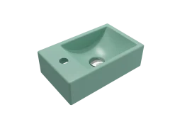 BOCCHI Milano 15" Small Rectangle Wallmount Fireclay Bathroom Sink, Matte Mint Green, Single Faucet Hole, 1418-033-0126
