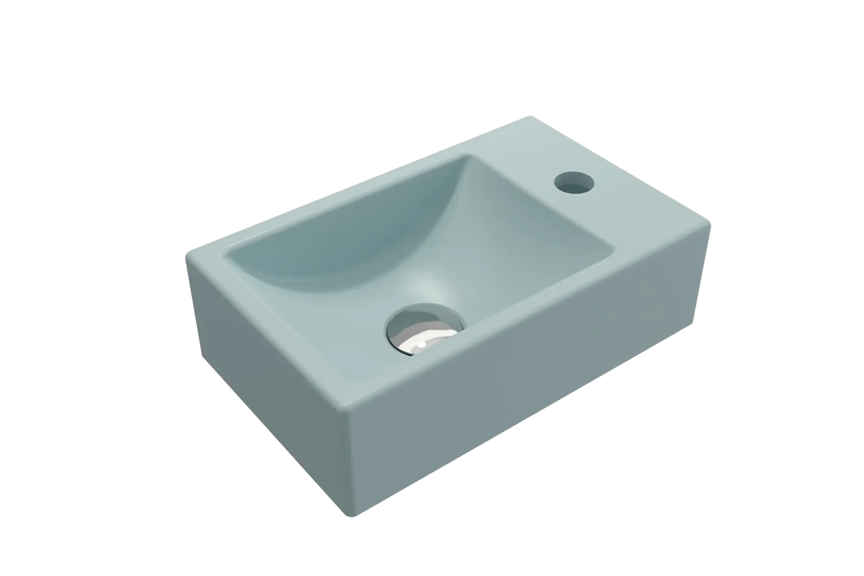 BOCCHI Milano Small 15" Rectangle Wallmount Fireclay Bathroom Sink, Matte Ice Blue, Single Faucet Hole, 1419-029-0126