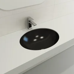 BOCCHI Parma 22" Oval Undermount Fireclay Bathroom Sink, Matte Black, 1384-004-0125