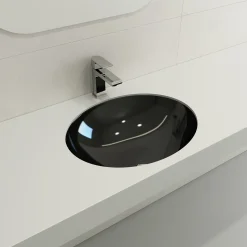 BOCCHI Parma 22" Oval Undermount Fireclay Bathroom Sink, Black, 1384-005-0125