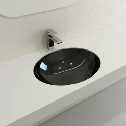 BOCCHI Parma 22" Oval Undermount Fireclay Bathroom Sink, Black, 1384-005-0125