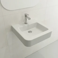 BOCCHI Parma 20" Rectangle Wallmount Fireclay Bathroom Sink, Matte White, Single Faucet Hole, 1122-002-0126