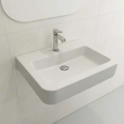 BOCCHI Parma 26" Rectangle Wallmount Fireclay Bathroom Sink, Matte White, Single Faucet Hole, 1123-002-0126