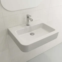 BOCCHI Parma 26" Rectangle Wallmount Fireclay Bathroom Sink, Matte White, Single Faucet Hole, 1123-002-0126