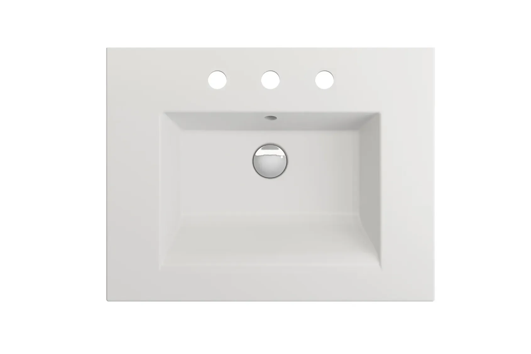 BOCCHI Ravenna 25" Rectangle Wallmount Fireclay Bathroom Sink, Matte White, 3 Faucet Hole, 1161-002-0127
