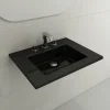 BOCCHI Ravenna 25" Rectangle Wallmount Fireclay Bathroom Sink, Black, 3 Faucet Hole, 1161-005-0127