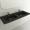 BOCCHI Ravenna 48" Rectangle Wallmount Fireclay Bathroom Sink, Double Basin, Matte Black, Single Faucet Hole, 1111-004-0132