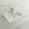BOCCHI Ravenna 25" Rectangle Wallmount Fireclay Bathroom Sink, Matte White, Single Faucet Hole, 1161-002-0126