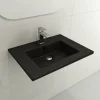 BOCCHI Ravenna 25" Rectangle Wallmount Fireclay Bathroom Sink, Matte Black, Single Faucet Hole, 1161-004-0126