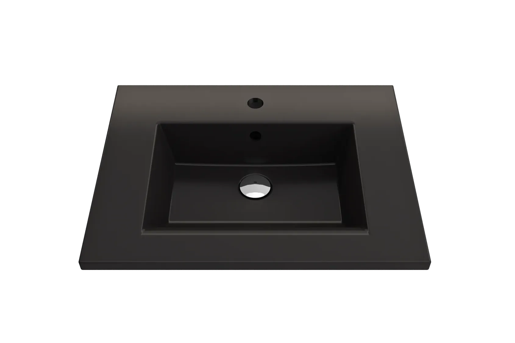 BOCCHI Ravenna 25" Rectangle Wallmount Fireclay Bathroom Sink, Matte Black, Single Faucet Hole, 1161-004-0126