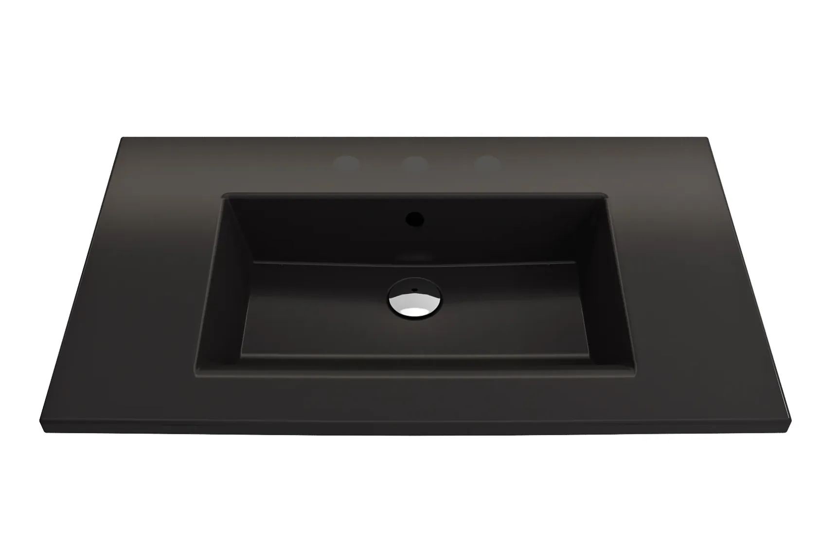 BOCCHI Ravenna 32" Rectangle Wallmount Fireclay Bathroom Sink, Matte Black, 3 Faucet Hole, 1113-004-0127