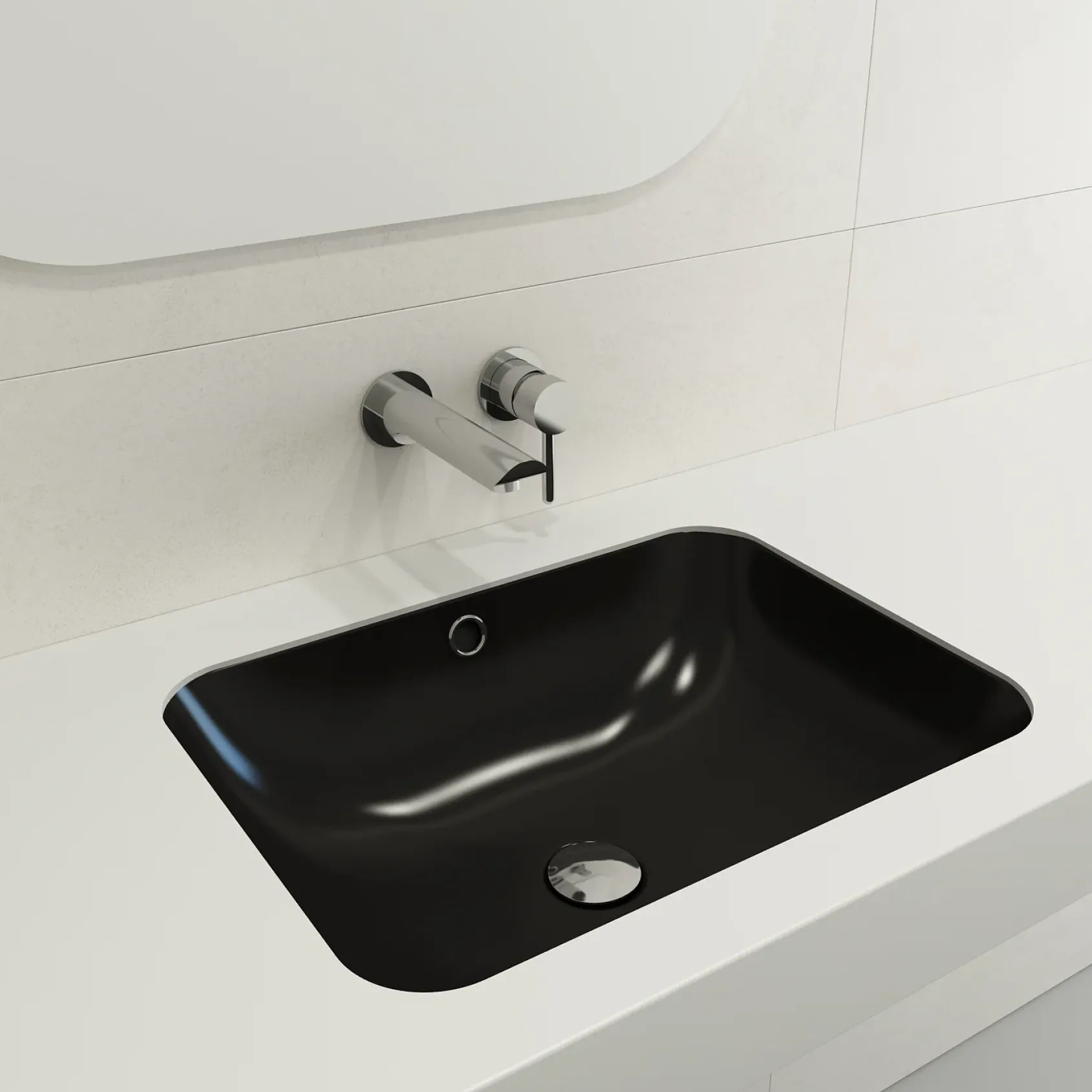 BOCCHI Scala 22" Rectangle Undermount Fireclay Bathroom Sink, Matte Black, 1006-004-0125