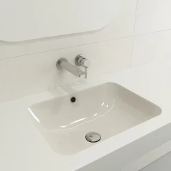 BOCCHI Scala 22" Rectangle Undermount Fireclay Bathroom Sink, Biscuit, 1006-014-0125