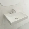 BOCCHI Scala 24" Rectangle Wallmount Fireclay Bathroom Sink, White, 3 Faucet Hole, 1077-001-0127