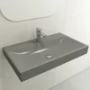 BOCCHI Scala 32" Rectangle Wallmount Fireclay Bathroom Sink, Matte Gray, Single Faucet Hole, 1078-006-0126