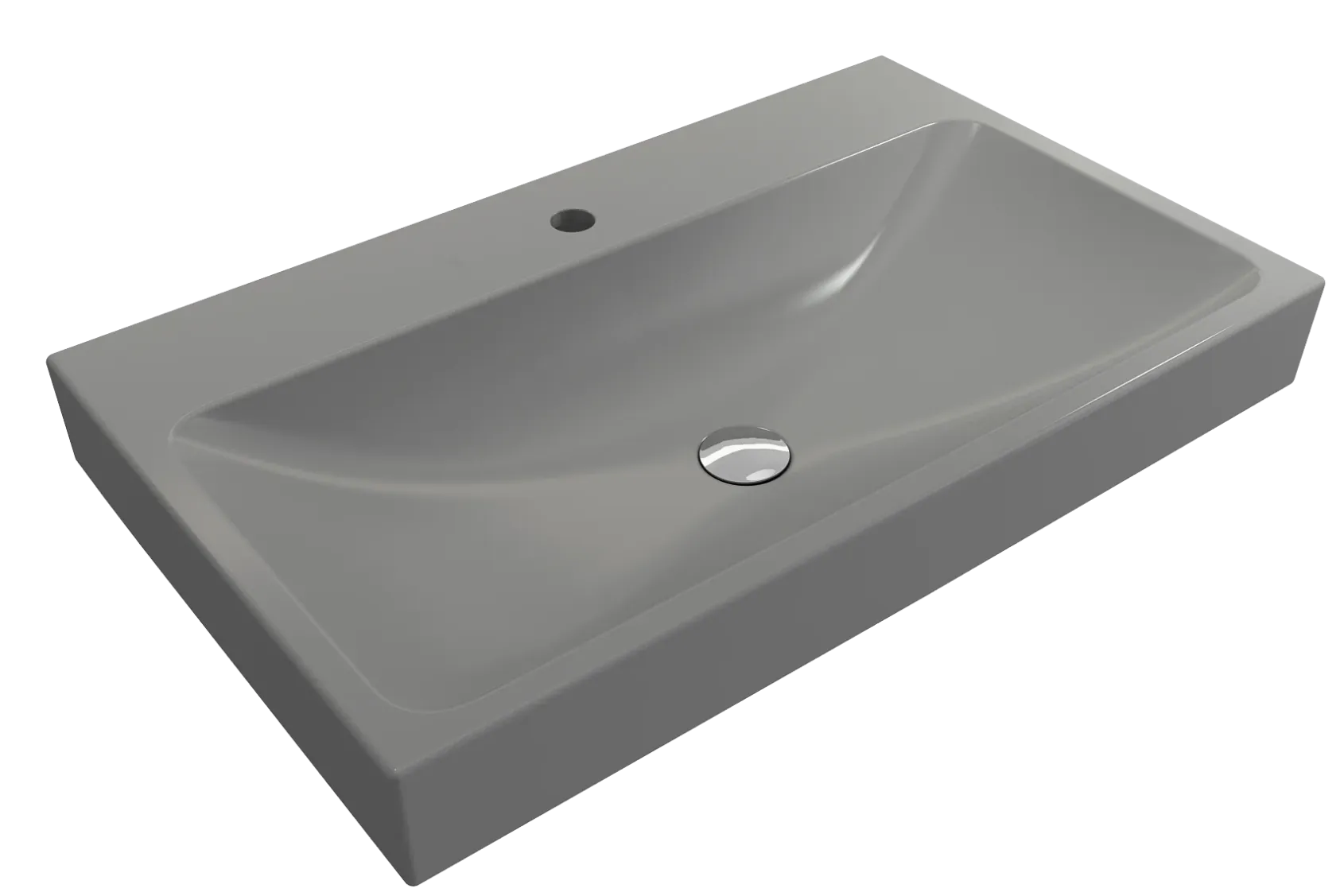 BOCCHI Scala 32" Rectangle Wallmount Fireclay Bathroom Sink, Matte Gray, Single Faucet Hole, 1078-006-0126