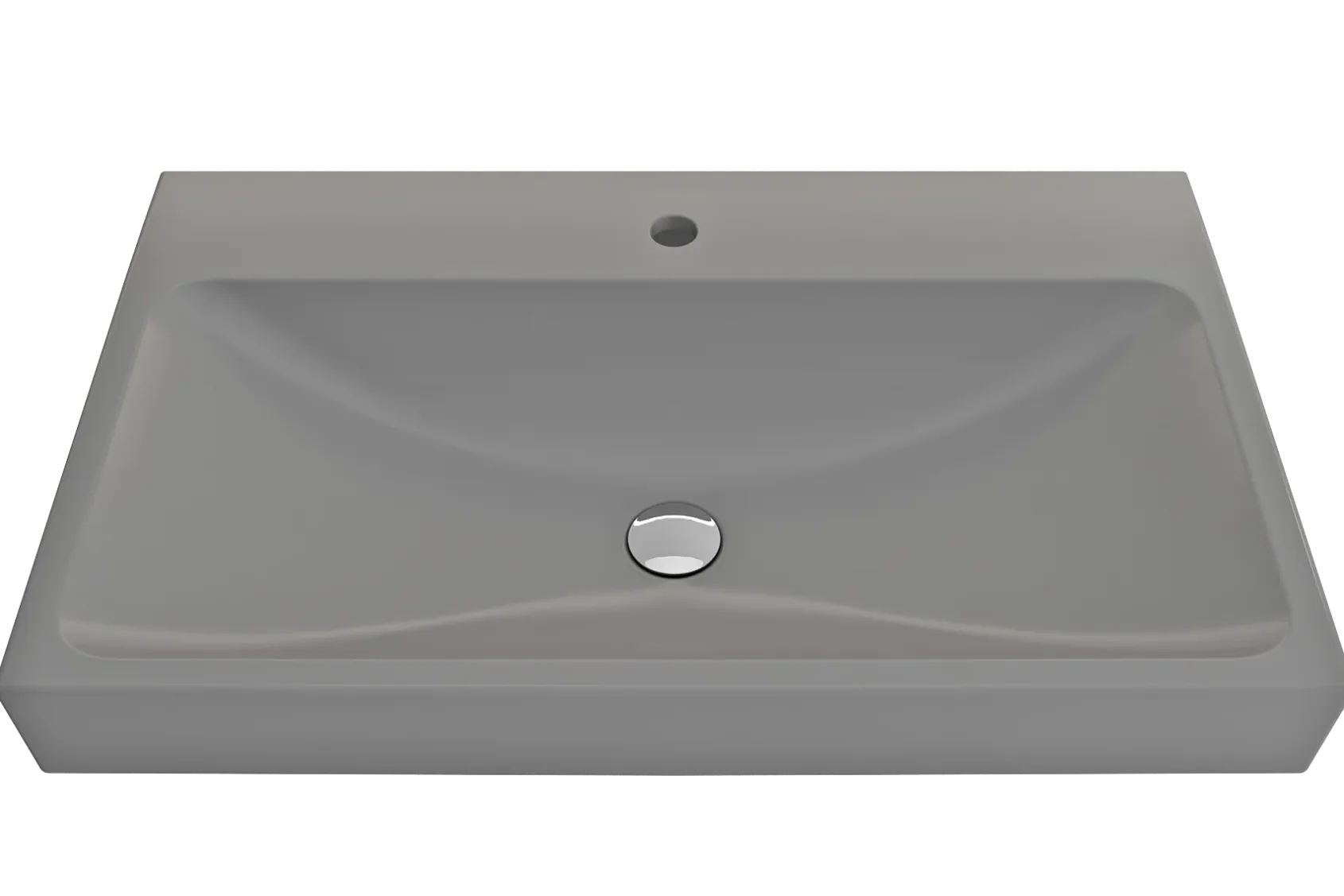 BOCCHI Scala 32" Rectangle Wallmount Fireclay Bathroom Sink, Matte Gray, Single Faucet Hole, 1078-006-0126