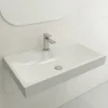 BOCCHI Scala 32" Rectangle Wallmount Fireclay Bathroom Sink, Matte White, Single Faucet Hole, 1078-002-0126