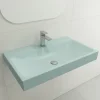 BOCCHI Scala 32" Rectangle Wallmount Fireclay Bathroom Sink, Matte Ice Blue, Single Faucet Hole, 1078-029-0126