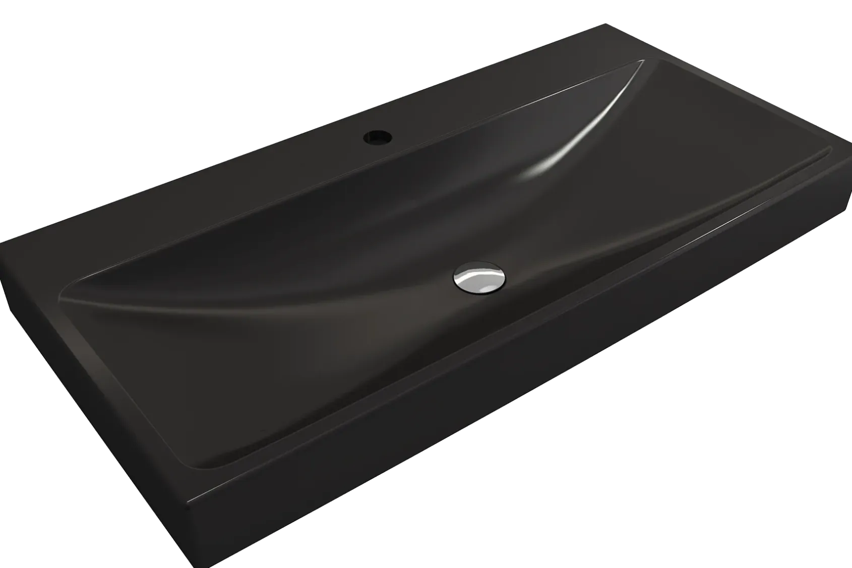 BOCCHI Scala 40" Rectangle Wallmount Fireclay Bathroom Sink, Matte Black, Single Faucet Hole, 1079-004-0126