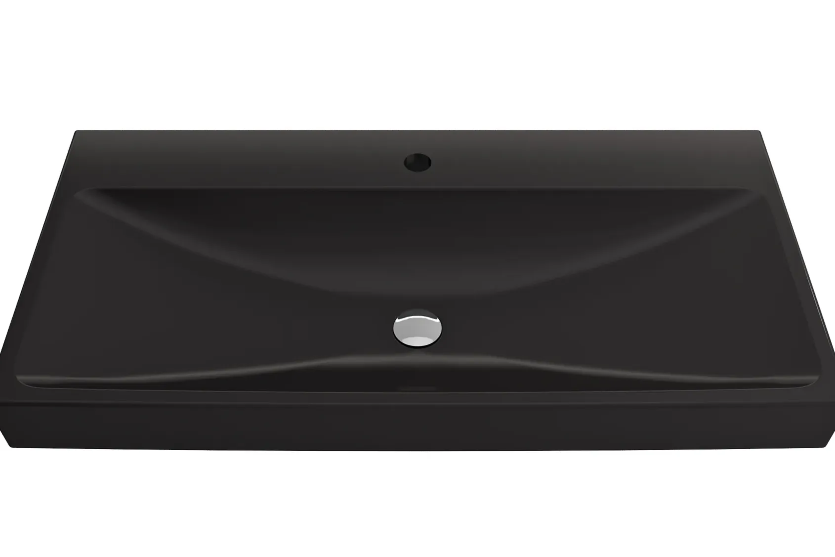BOCCHI Scala 40" Rectangle Wallmount Fireclay Bathroom Sink, Matte Black, Single Faucet Hole, 1079-004-0126