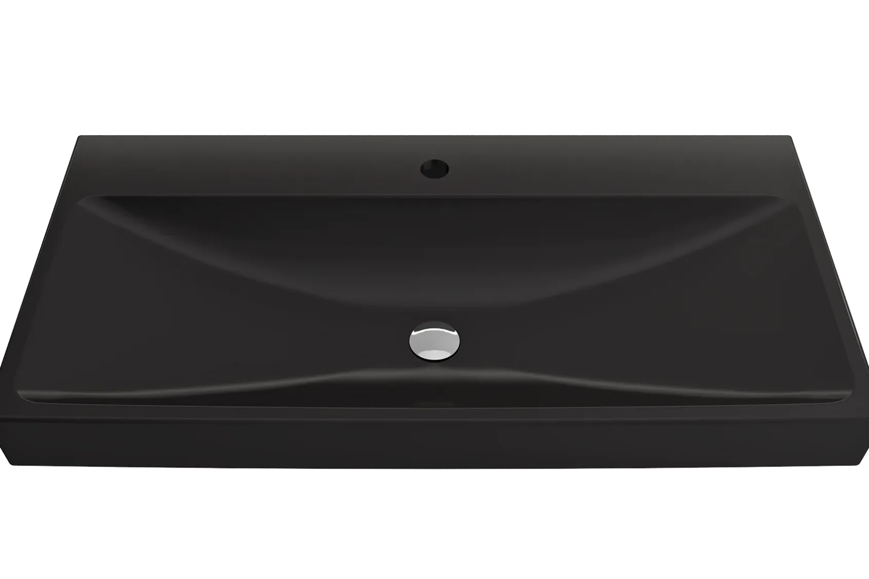 BOCCHI Scala 40" Rectangle Wallmount Fireclay Bathroom Sink, Matte Black, Single Faucet Hole, 1079-004-0126