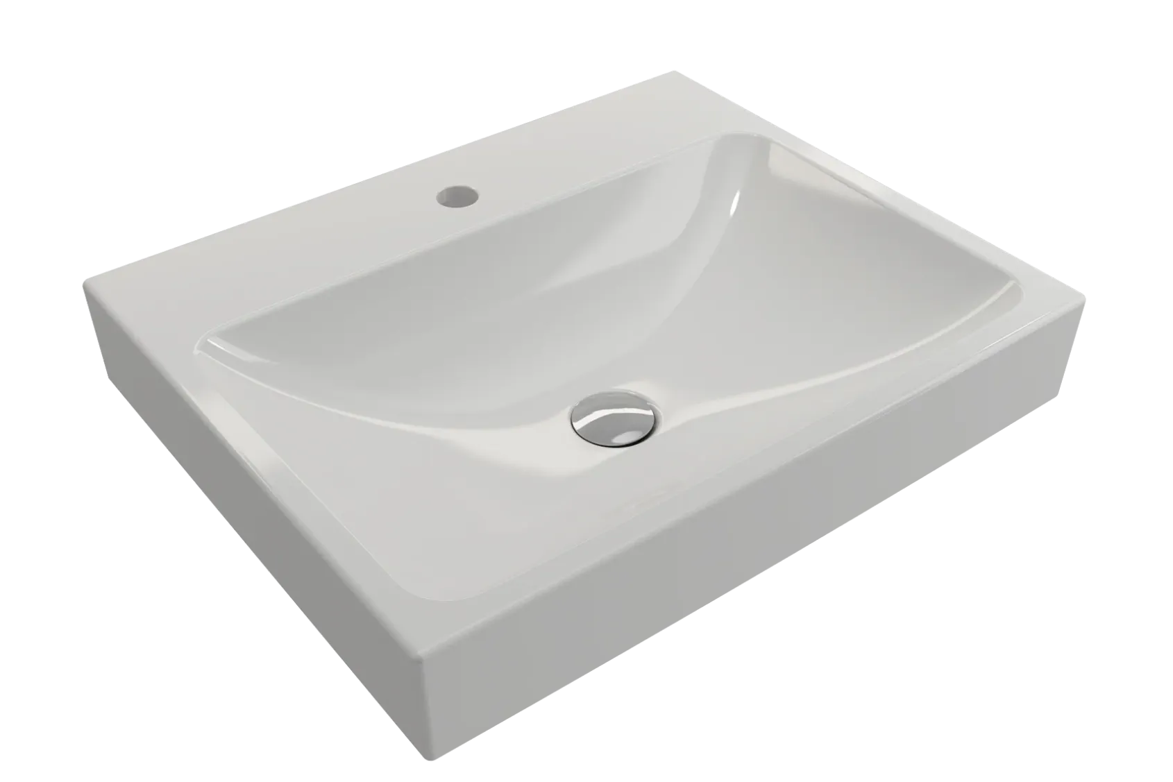 BOCCHI Scala 24" Rectangle Wallmount Fireclay Bathroom Sink, White, Single Faucet Hole, 1077-001-0126