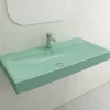 BOCCHI Scala 40" Rectangle Wallmount Fireclay Bathroom Sink, Matte Mint Green, Single Faucet Hole, 1079-033-0126