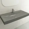 BOCCHI Scala 40" Rectangle Wallmount Fireclay Bathroom Sink, Matte Gray, Single Faucet Hole, 1079-006-0126