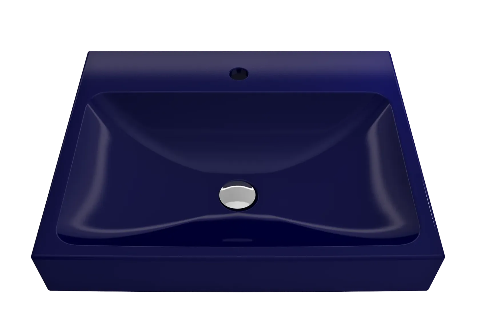 BOCCHI Scala 24" Rectangle Wallmount Fireclay Bathroom Sink, Sapphire Blue, Single Faucet Hole, 1077-010-0126