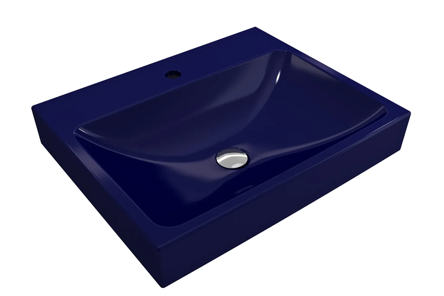 BOCCHI Scala 24" Rectangle Wallmount Fireclay Bathroom Sink, Sapphire Blue, Single Faucet Hole, 1077-010-0126