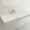 BOCCHI Scala 40" Rectangle Wallmount Fireclay Bathroom Sink, White, 3 Faucet Hole, 1079-001-0127