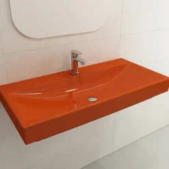BOCCHI Scala 40" Rectangle Wallmount Fireclay Bathroom Sink, Orange, Single Faucet Hole, 1079-012-0126